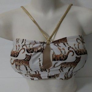 Aerie Leopard Print Safari Bandeau Swim Top XL